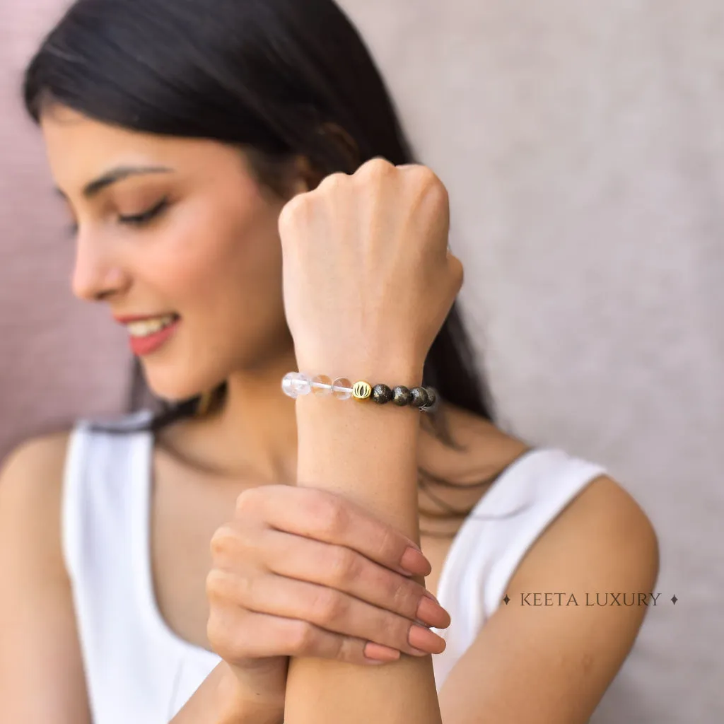 Lotus - Pyrite & Clear Quartz Bracelet