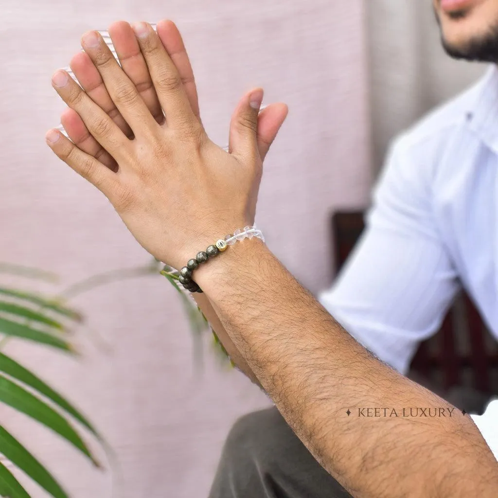 Lotus - Pyrite & Clear Quartz Bracelet