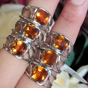 Madeira Citrine Midi Cuff Ring .925 Silver for Abundance, Good Luck and Positivity