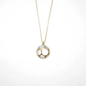 Maki-e Urushi Lacquer Pendant Necklace - White South Sea Pearl Shell / Thread Pattern / White -, Traditional Japanese Urushi Lacquer Jewelry