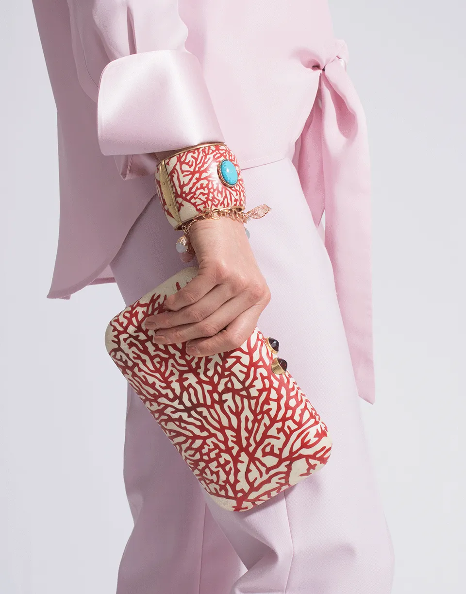 Marquetry Red Coral And Turquoise Bracelet