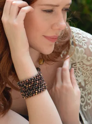 Mexican Snowflake Agate Cuff Bracelet