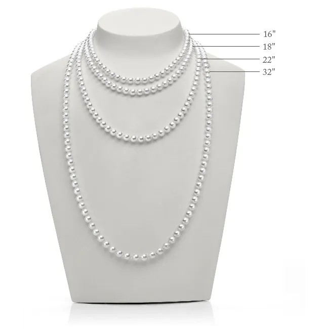 Mikimoto 18K White Gold Cultured White Pearl Necklace & 7mm Stud Earring, 2 Piece Set