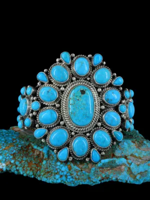 Native American Sterling Silver Kingman Turquoise Cuff Bracelet