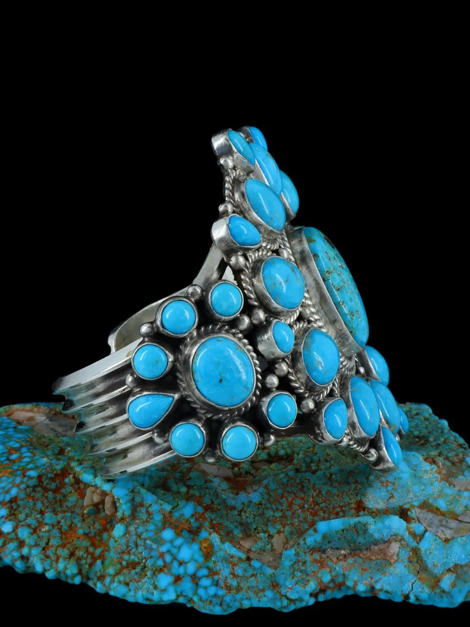 Native American Sterling Silver Kingman Turquoise Cuff Bracelet
