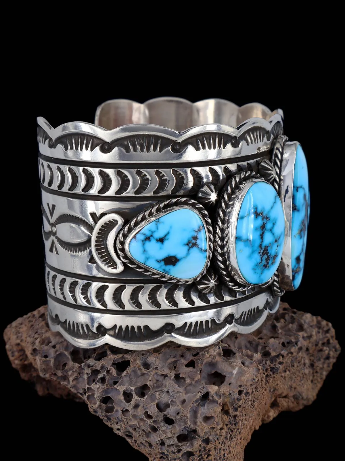 Native American Sterling Silver Palomino Turquoise Cuff Bracelet