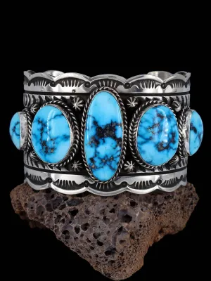 Native American Sterling Silver Palomino Turquoise Cuff Bracelet