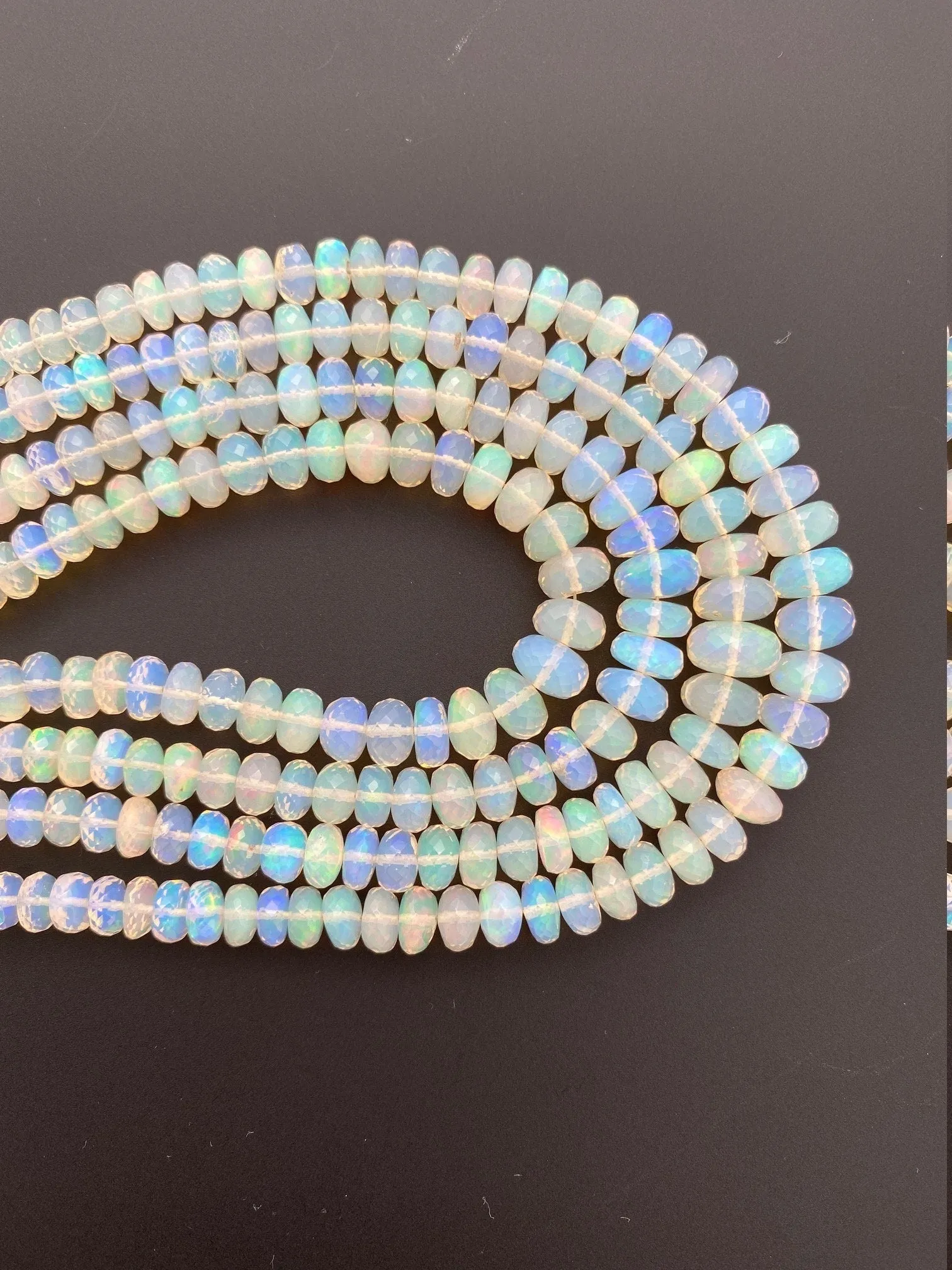 Natural Ethiopian OPAL Faceted Rondelles Beads, Graduated between 4mm to 7mm, 1 strand, AAA Quality, 100% Natural, 17 Inch Strand #opal6