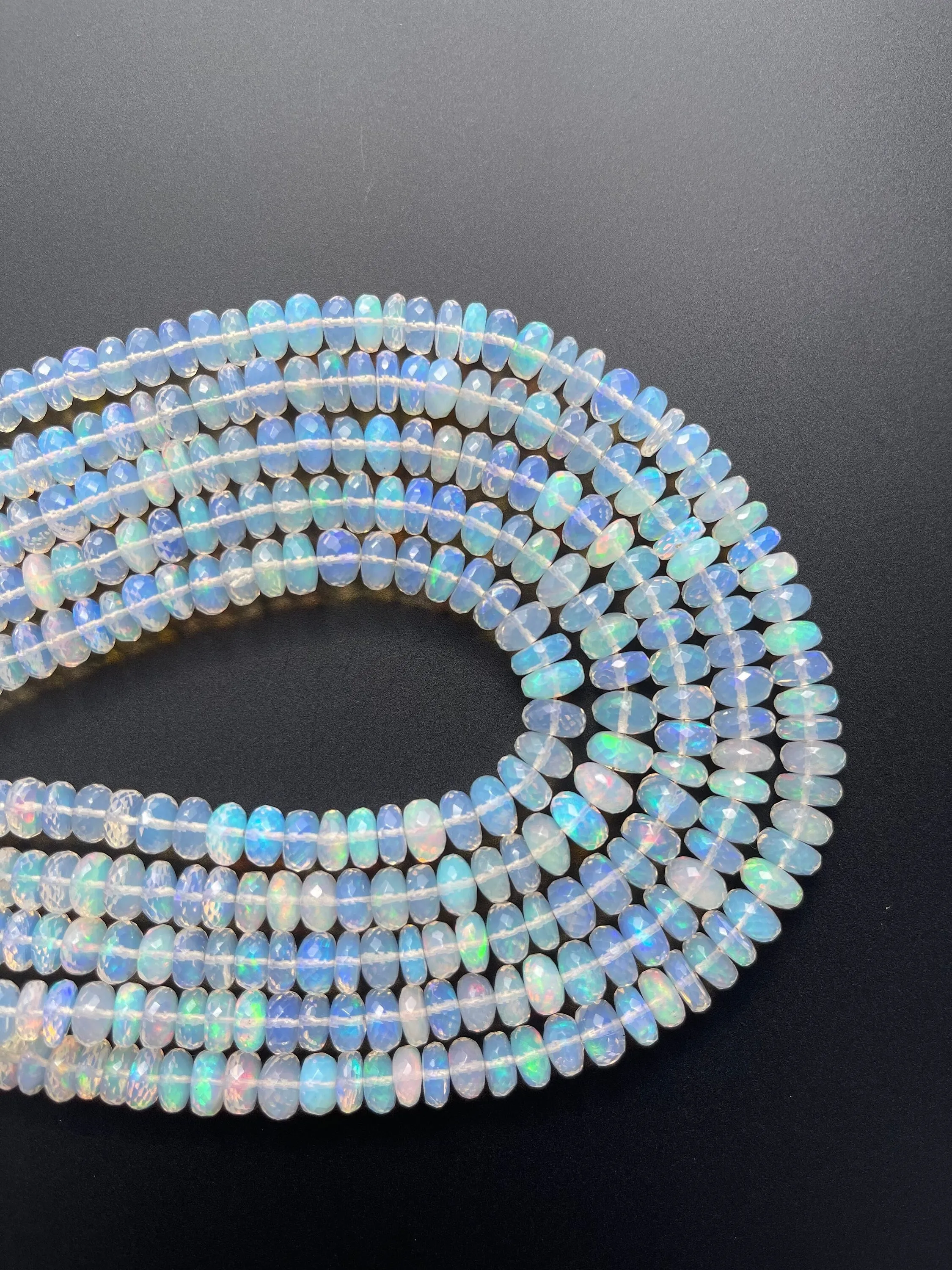 Natural Ethiopian OPAL Faceted Rondelles Beads, Graduated between 4mm to 7mm, 1 strand, AAA Quality, 100% Natural, 17 Inch Strand #opal6