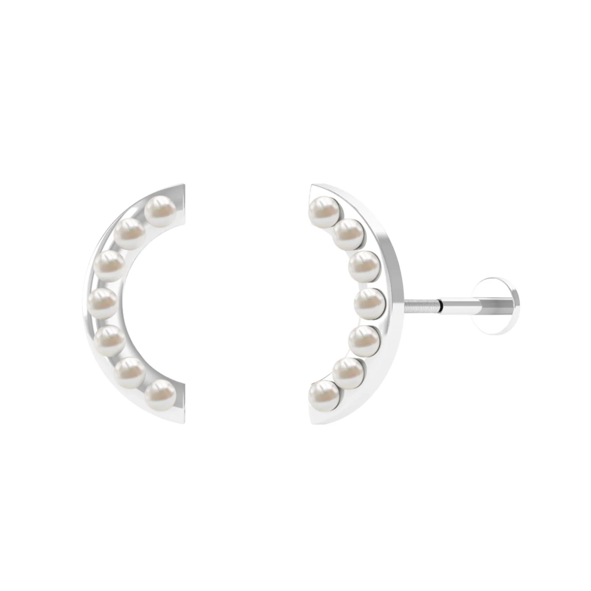 Natural Freshwater Pearl Curved Helix Earring