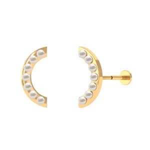 Natural Freshwater Pearl Curved Helix Earring