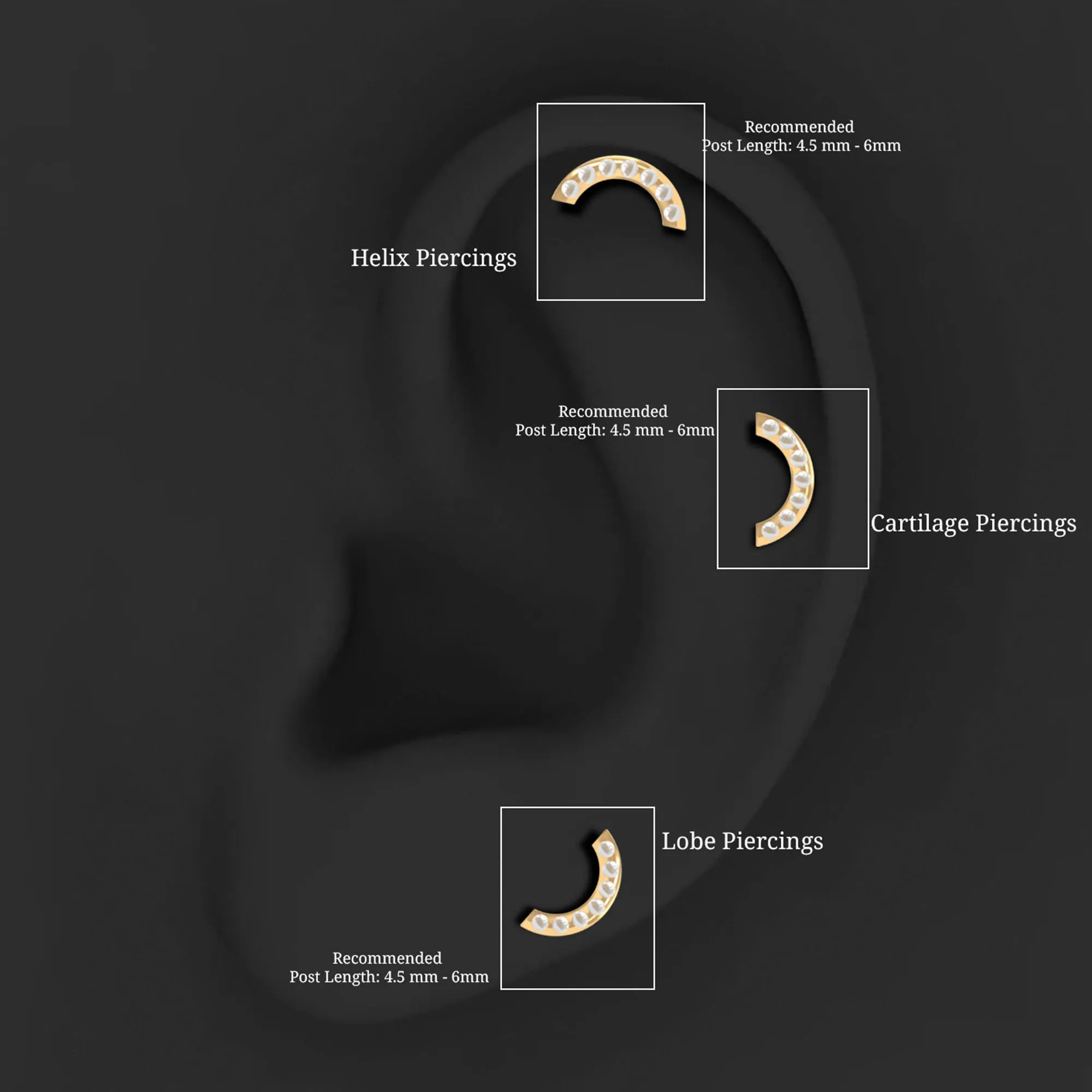 Natural Freshwater Pearl Curved Helix Earring