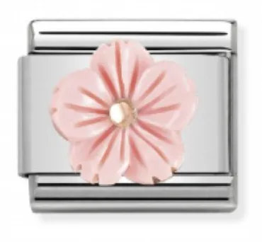 Nature - Pink Rose Coral Bloom Rosegold Charm