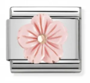 Nature - Pink Rose Coral Bloom Rosegold Charm