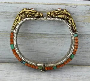 One of a Kind Antique Coral  Dragon Bracelet