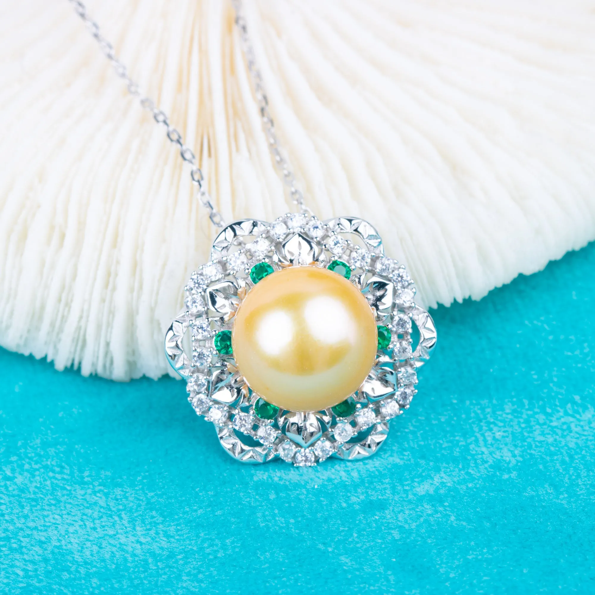 P01960  DIY 9-12mm Natural Freshwater pearl pendant accessory 925 sterling silver engagement jewelry necklace for women