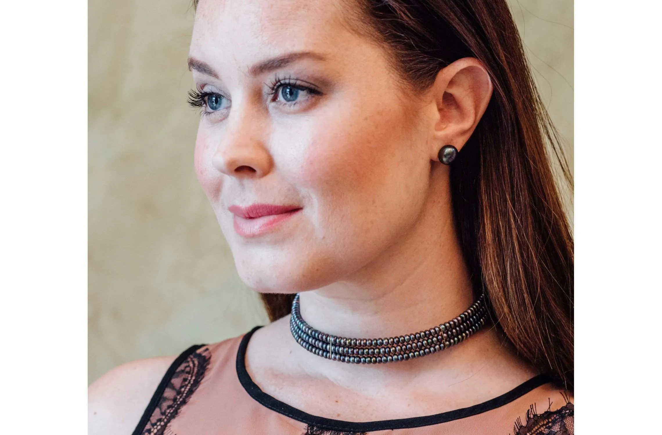 Peacock Blue Freshwater Pearl Choker 5mm