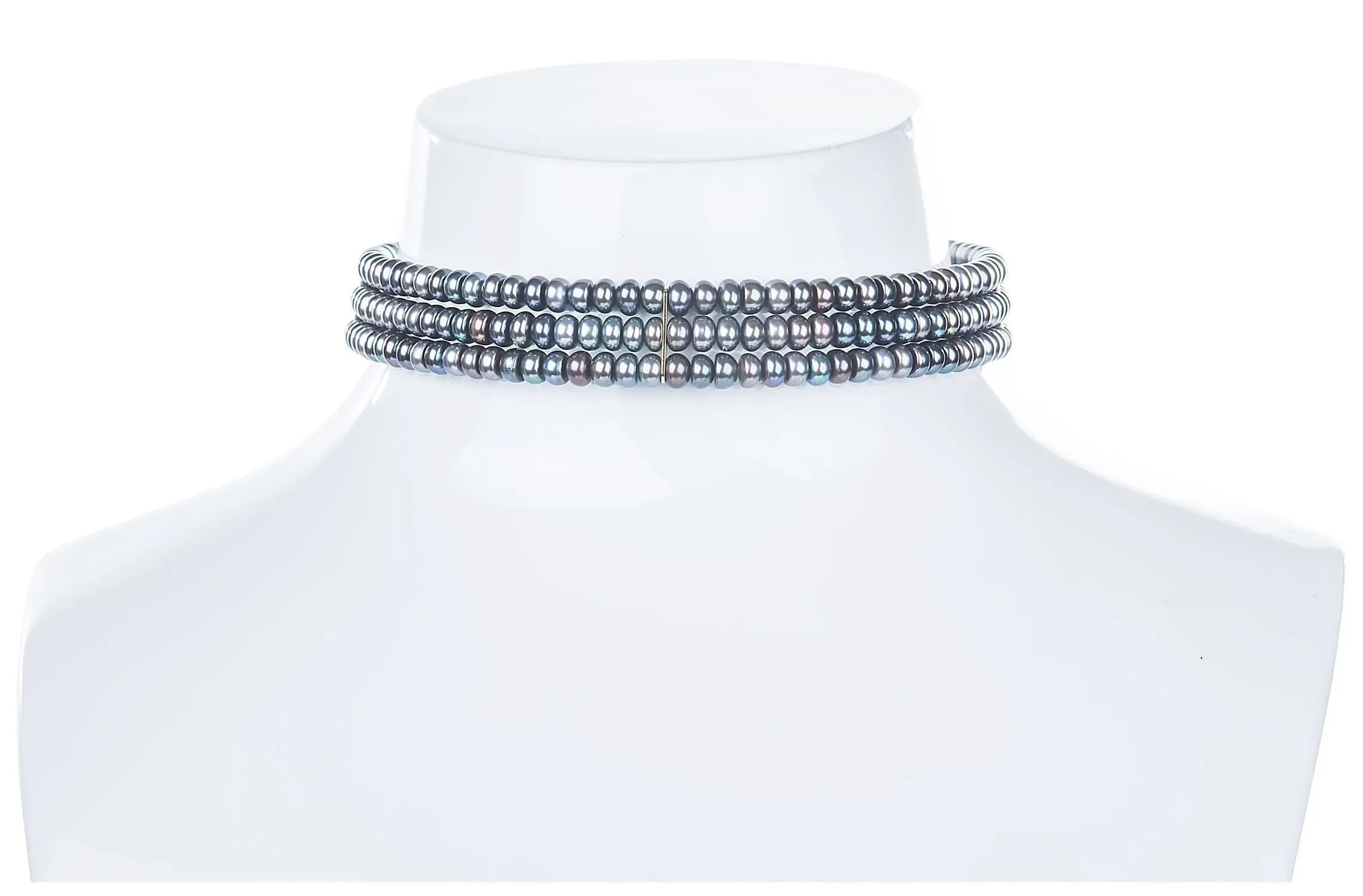Peacock Blue Freshwater Pearl Choker 5mm