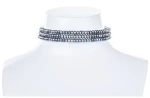 Peacock Blue Freshwater Pearl Choker 5mm