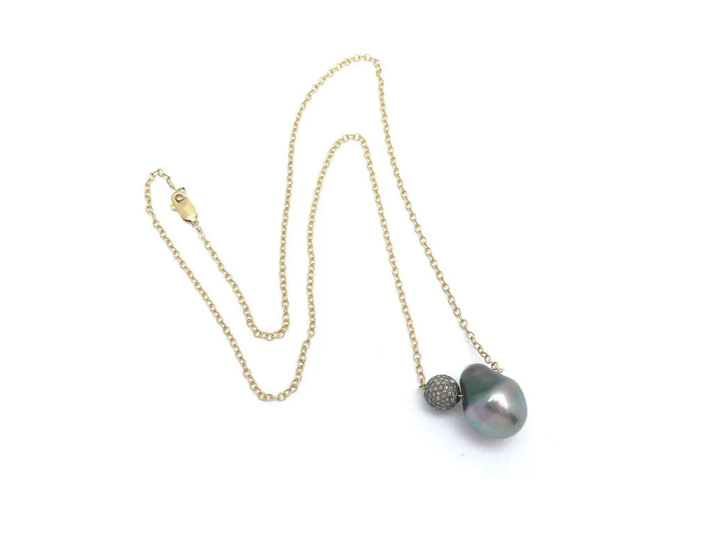 pearl and pavé diamond necklace