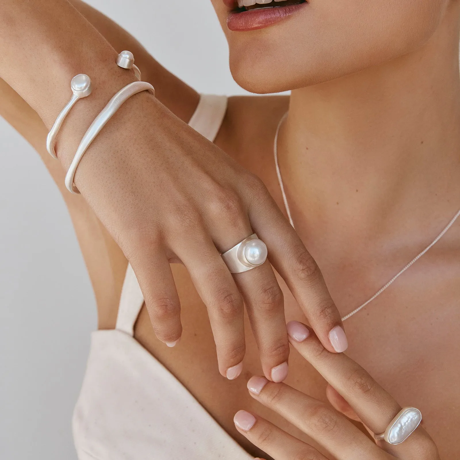 PEARL DOME RING - SILVER