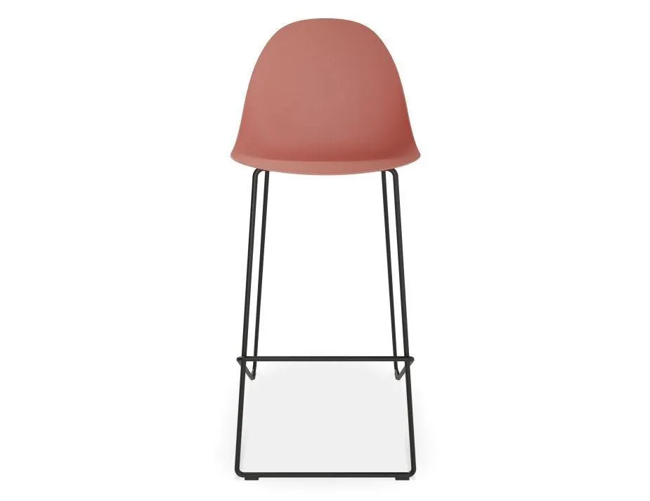 Pebble Coral Stool Shell Seat - Bar Stool 75cm Seat - Black Base