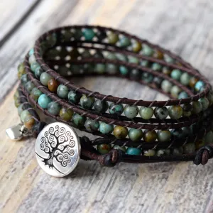Perfect African Turquoise 3-Wrap Bracelet
