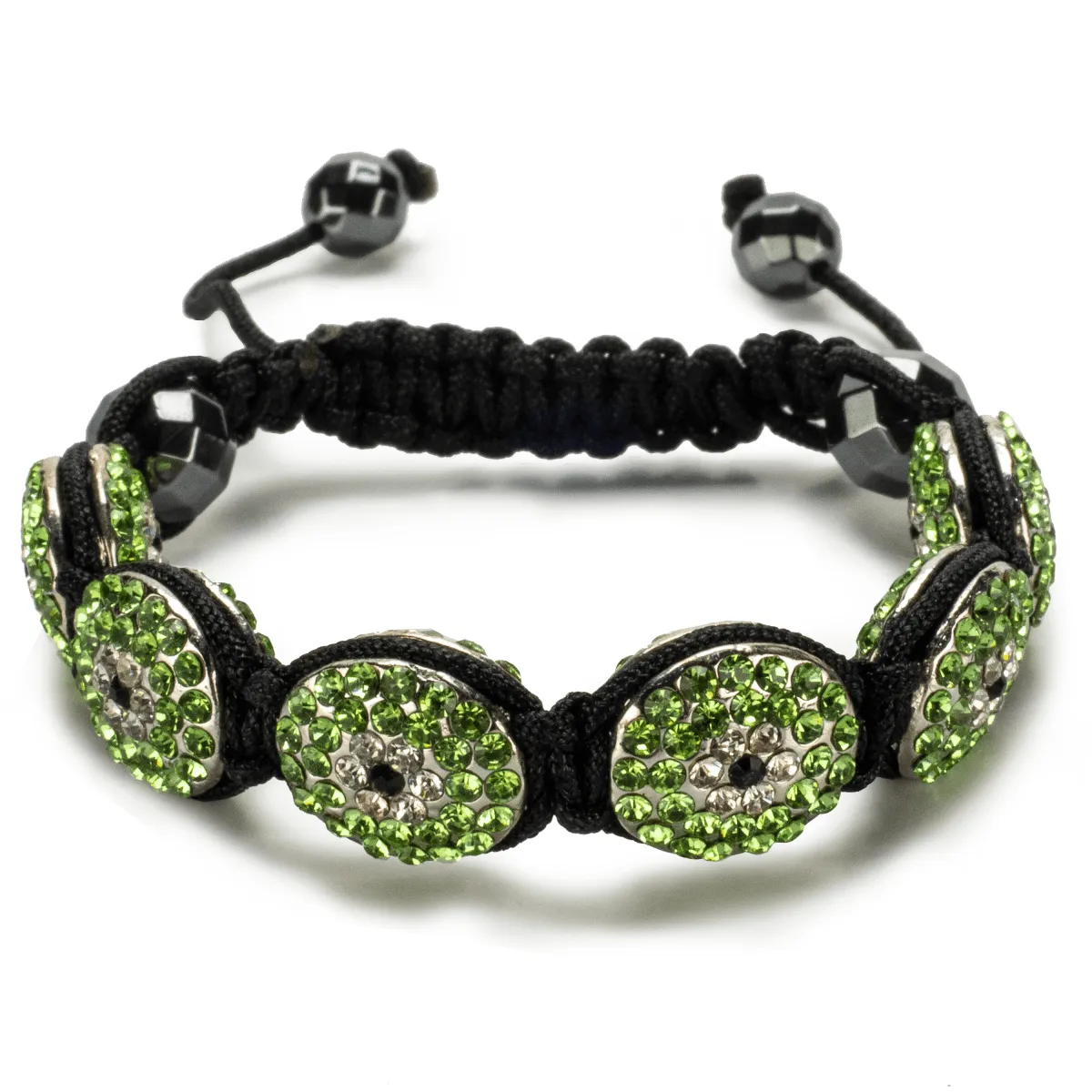 Peridot Crystal Oval Shamballa Bracelet