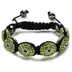 Peridot Crystal Oval Shamballa Bracelet