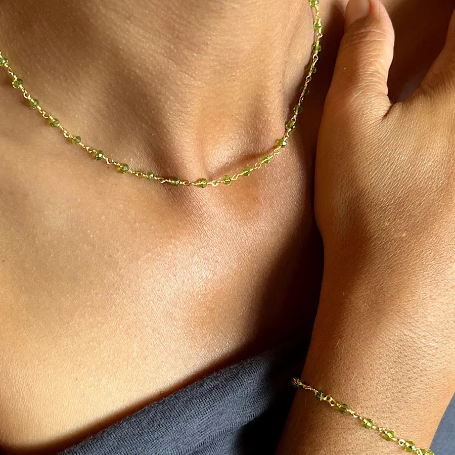 Peridot handmade chain link necklace gold plated