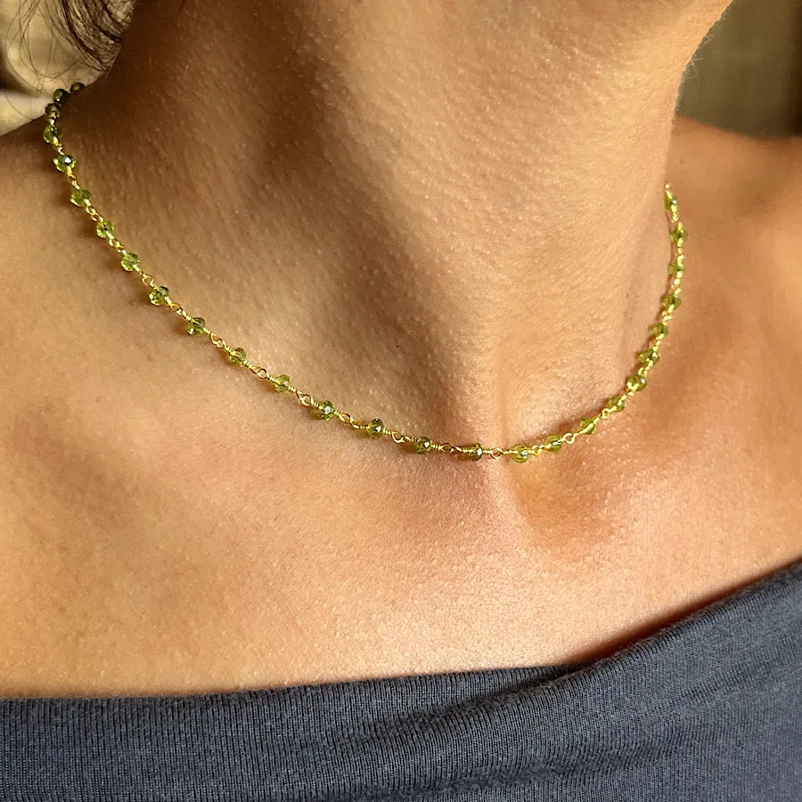 Peridot handmade chain link necklace gold plated