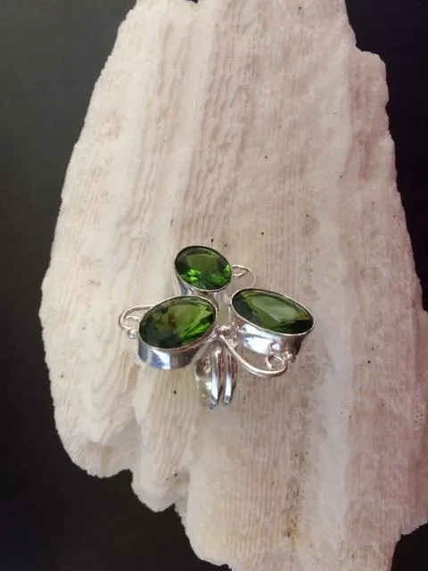Peridot Quartz Round Handmade Pendant 1.5", Necklace, Ring & Bracelet Set
