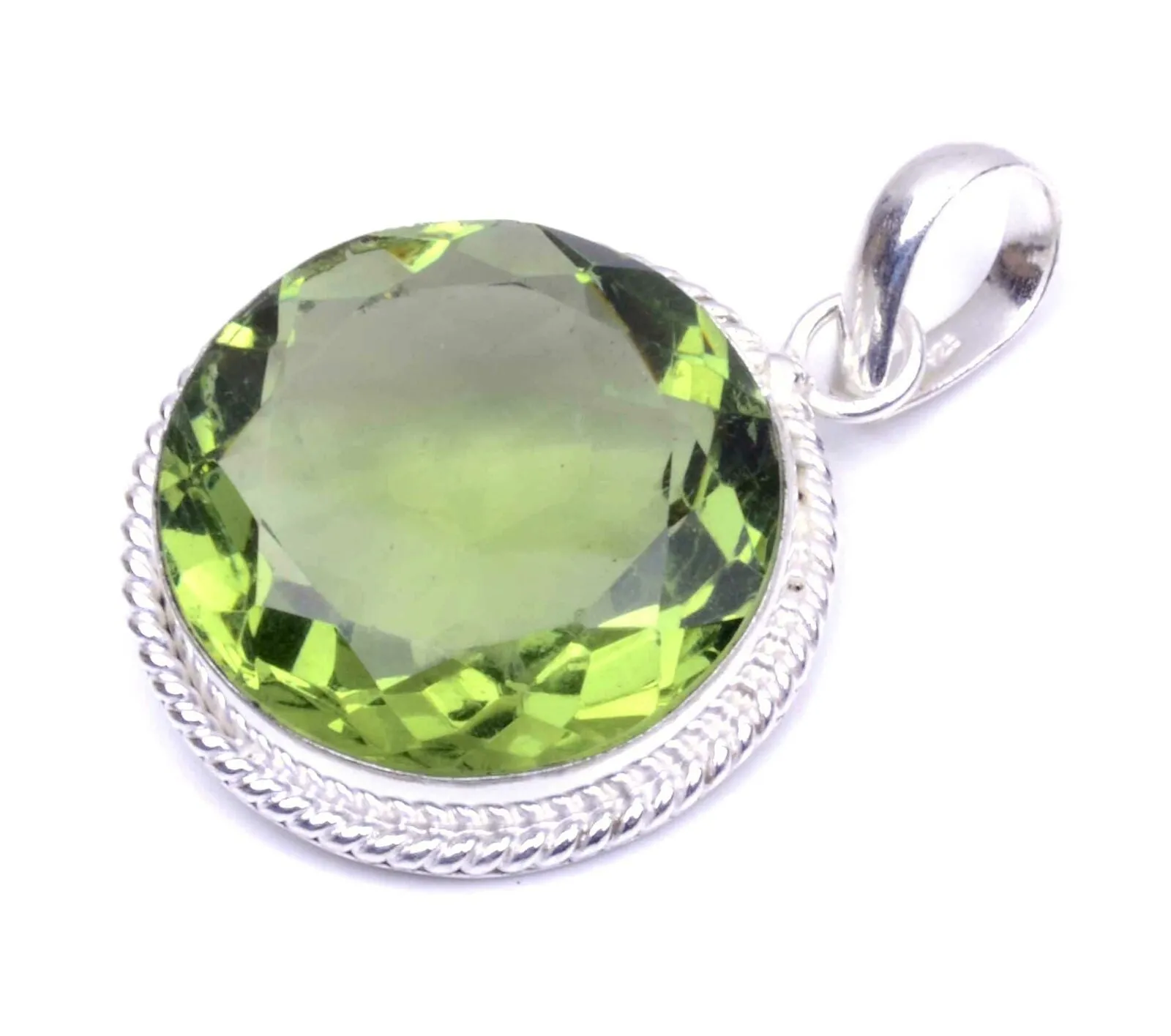 Peridot Quartz Round Handmade Pendant 1.5", Necklace, Ring & Bracelet Set