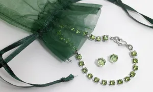 peridot tennis bracelet and earring set