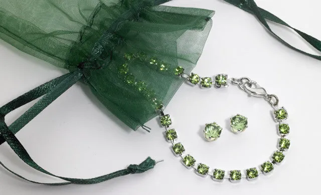 peridot tennis bracelet and earring set