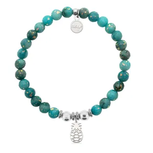 Pineapple Cutout Charm with Blue Opal Jade Charity Bracelet