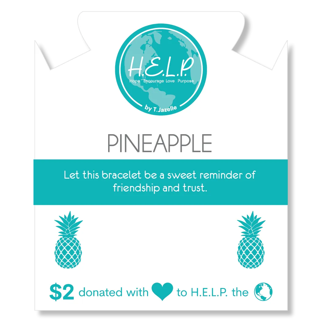Pineapple Cutout Charm with Blue Opal Jade Charity Bracelet
