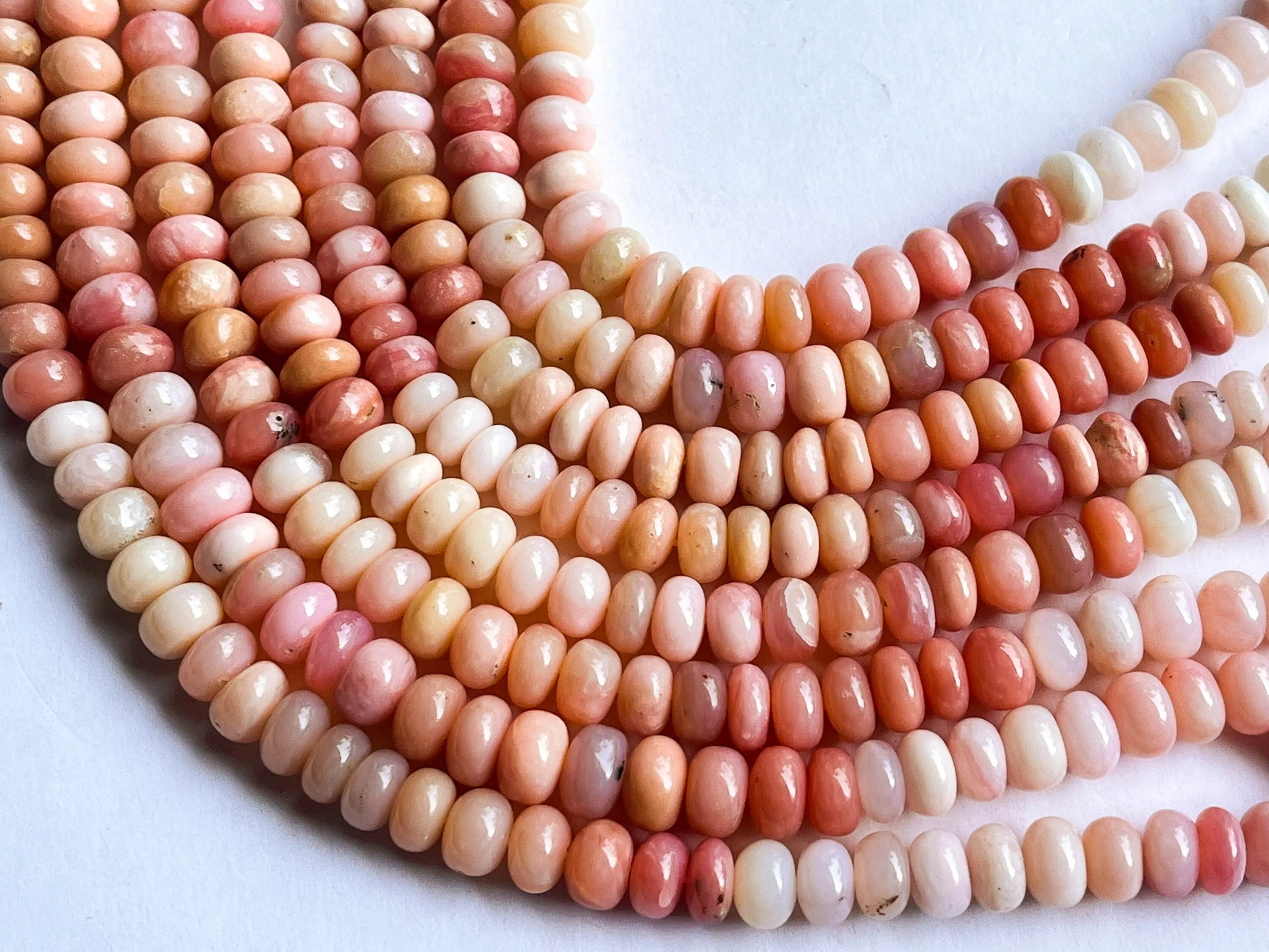 Pink  Opal Smooth Rondelle Beads