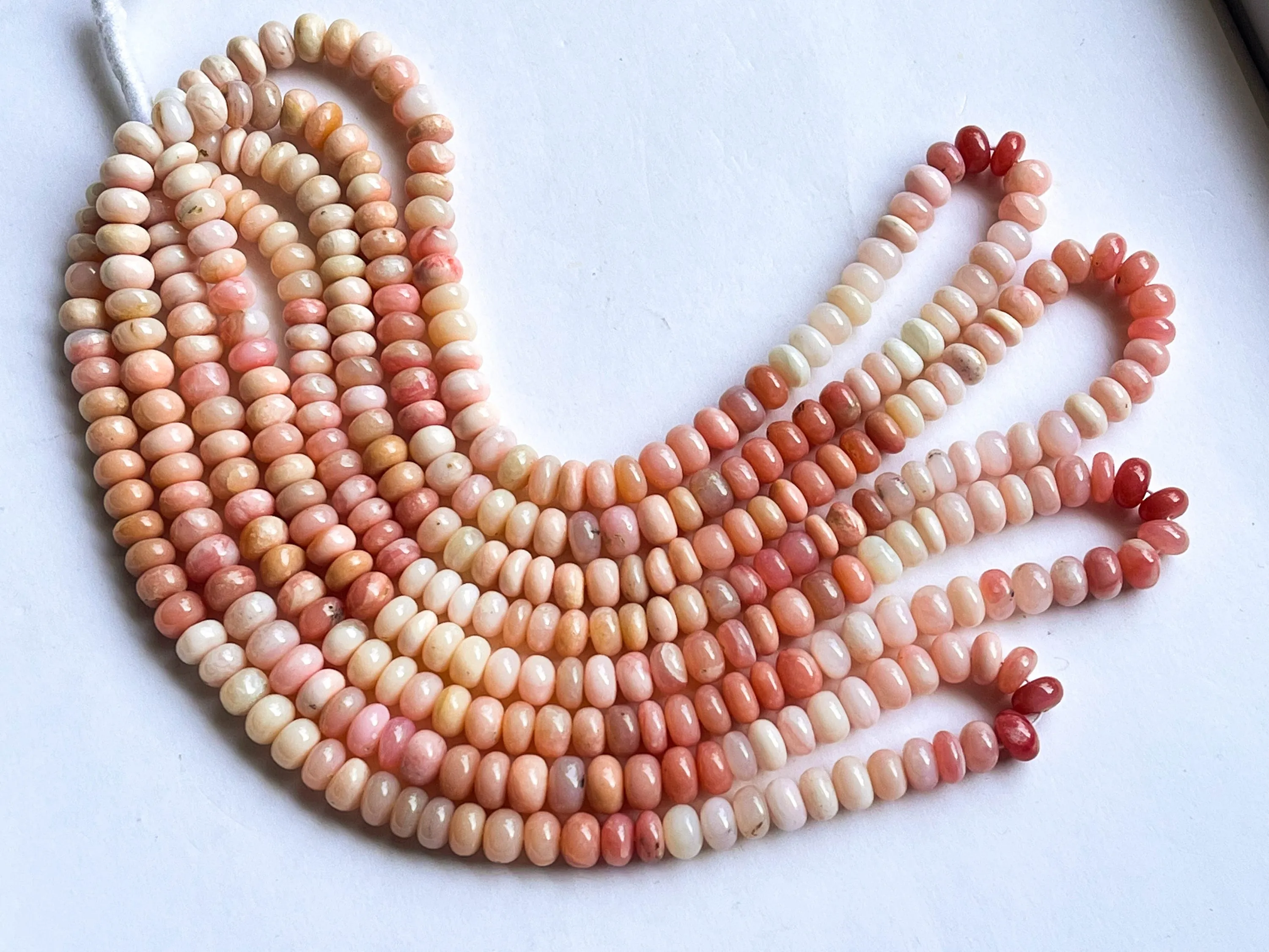 Pink  Opal Smooth Rondelle Beads
