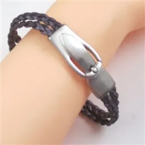 Purple  Leather Braided Bracelet