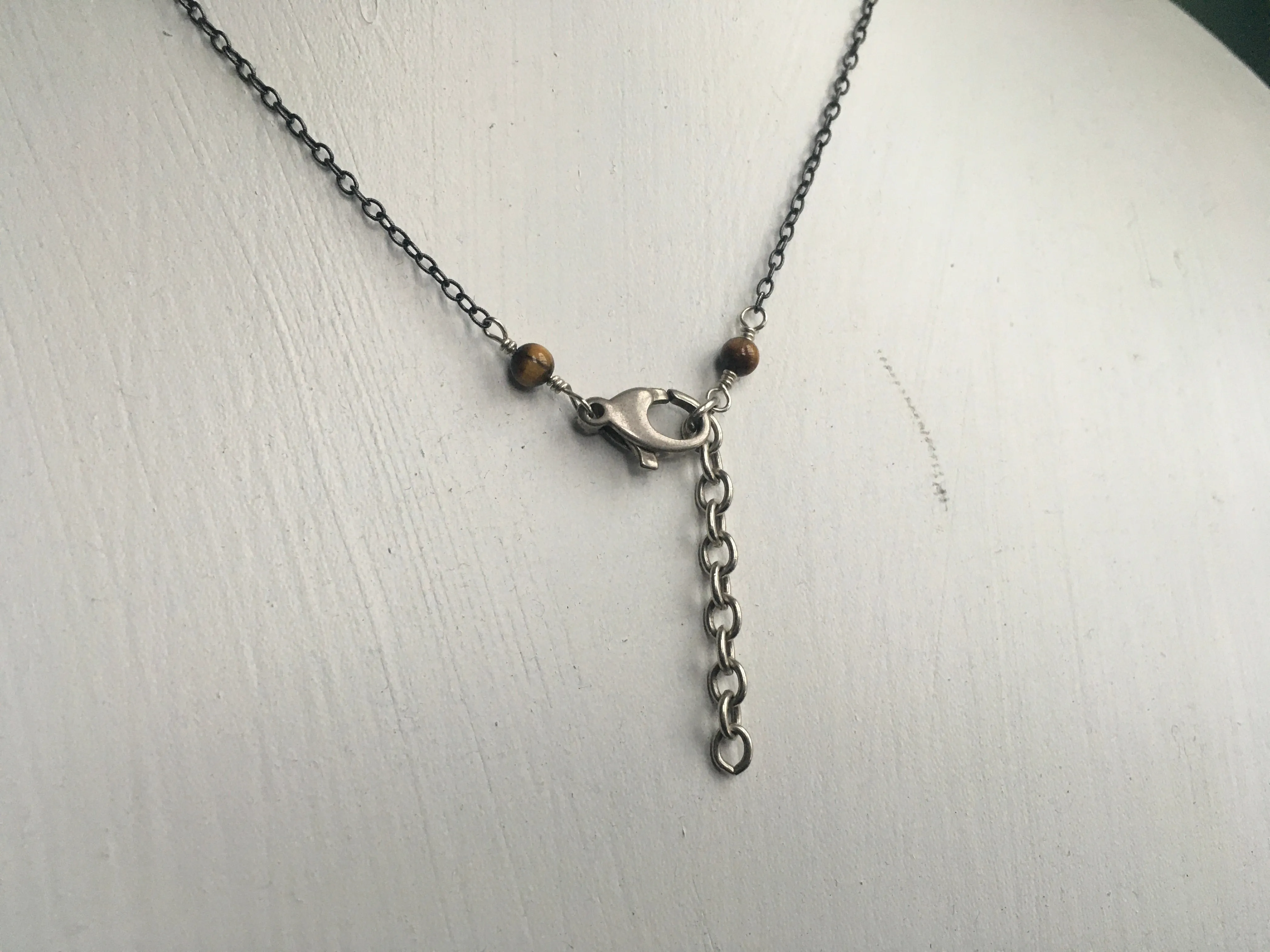 Real Pearls for Real Men! Single Pearl Choker on Chain with Tiger Eye