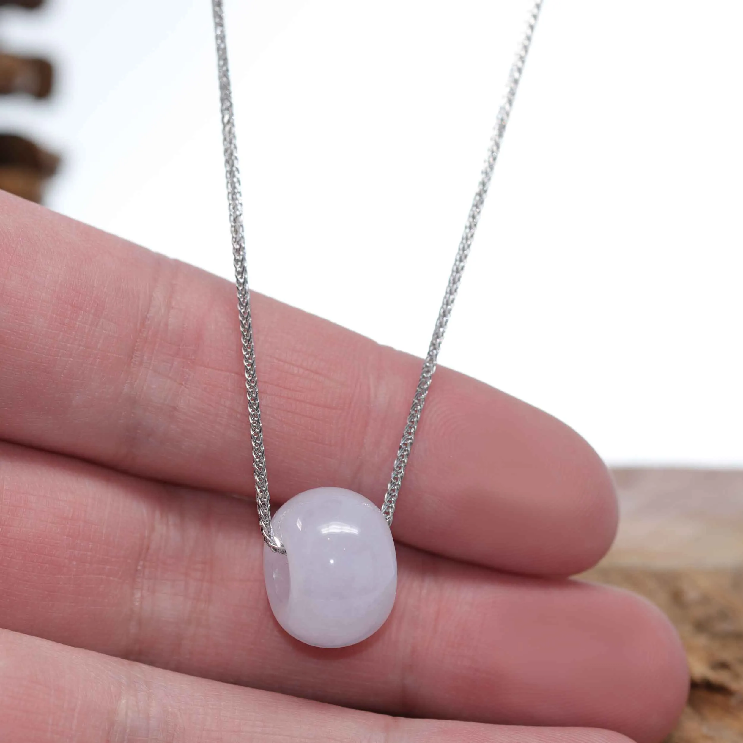 RealJade® Co. "Good Luck Button" Necklace Light Lavender Jadeite Jade Lucky Ping An Kou Necklace