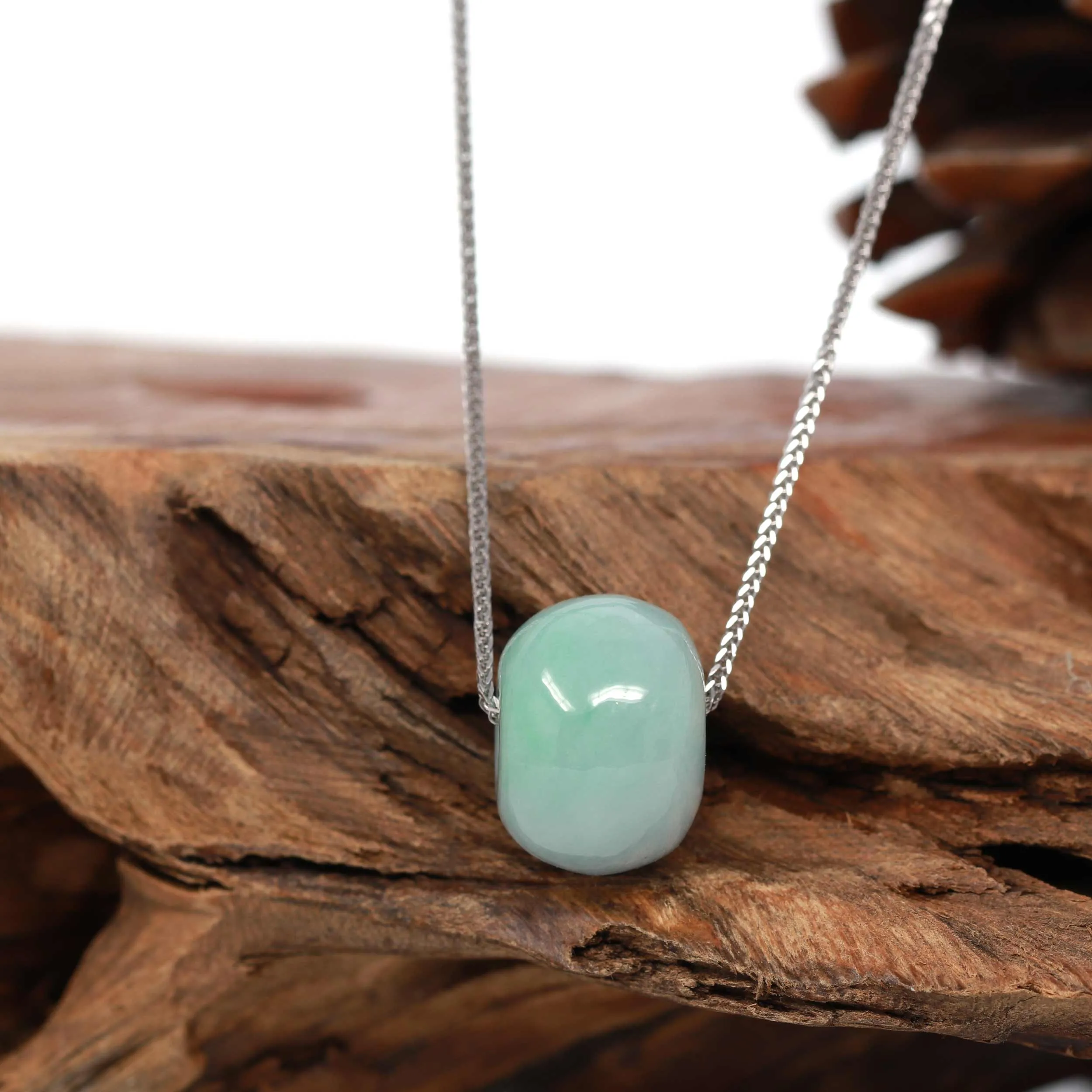 RealJade® Co. "Good Luck Button" Necklace Real Light Green Jade Lucky TongTong Pendant Necklace