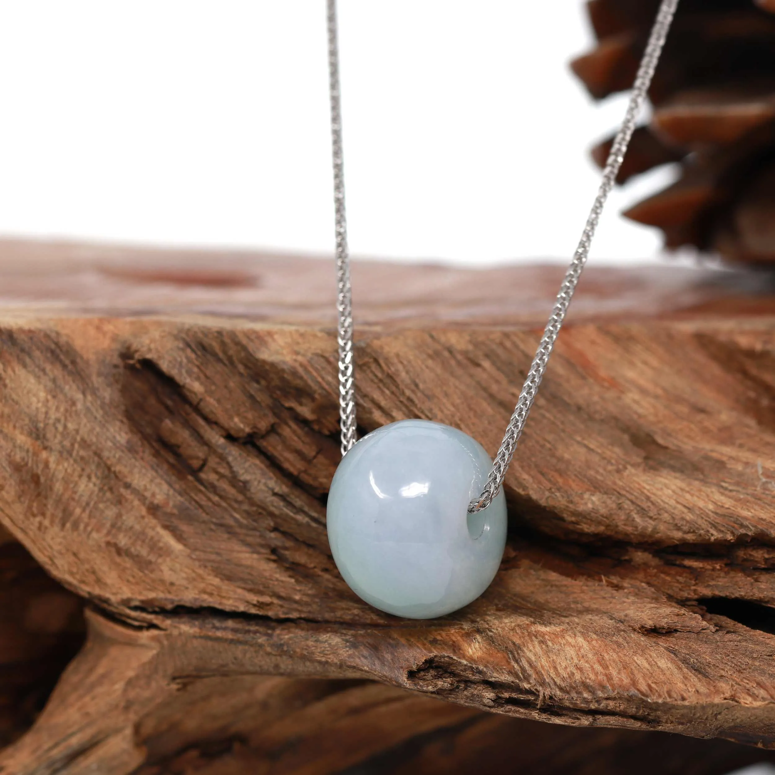 RealJade® Co. "Good Luck Button" Necklace Real Light Green Jade Lucky TongTong Pendant Necklace