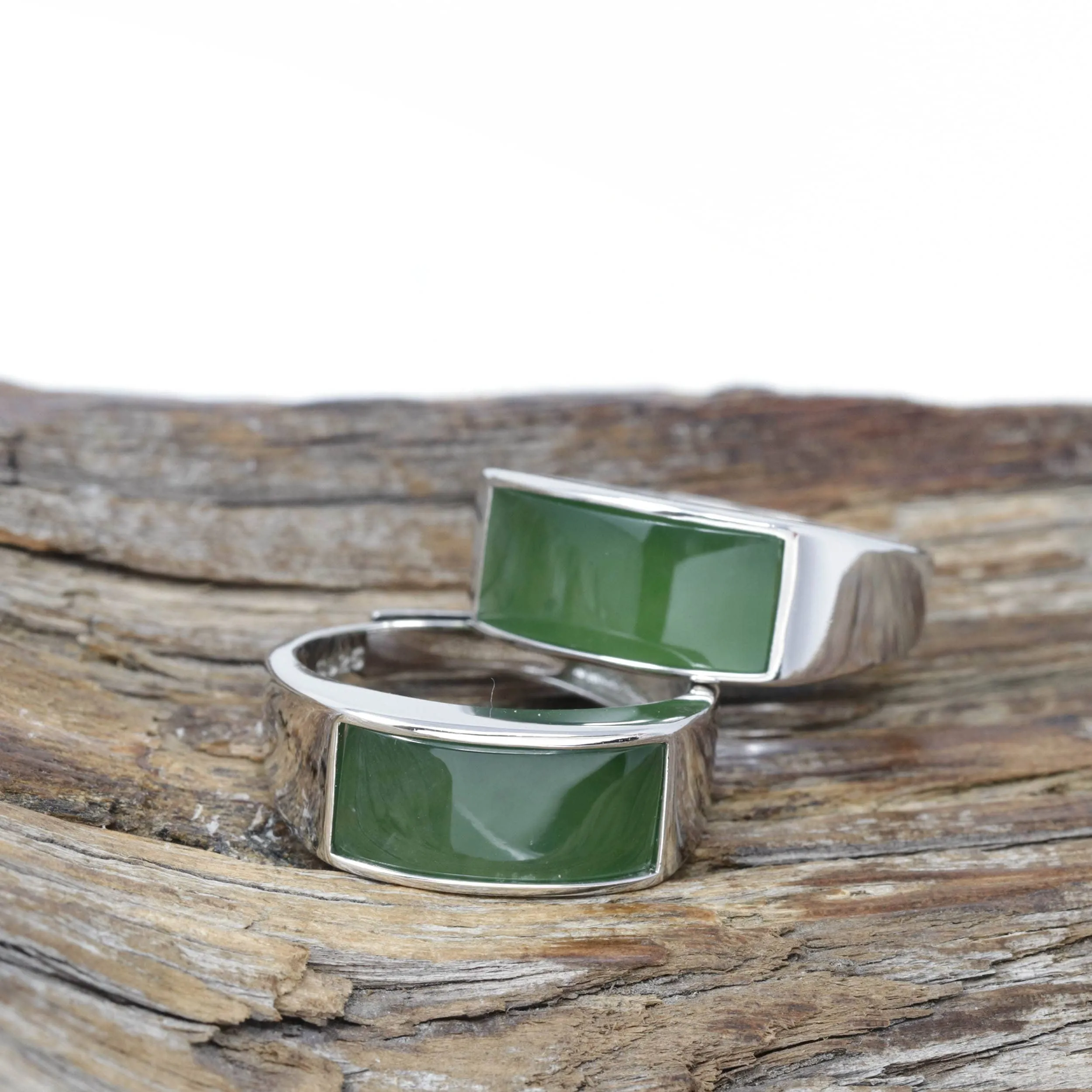 RealJade® "Signature Signet" Sterling Silver Real Green Nephrite Jade Classic Men's Ring