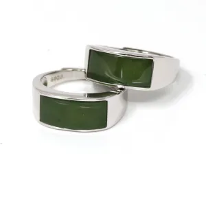 RealJade® "Signature Signet" Sterling Silver Real Green Nephrite Jade Classic Men's Ring