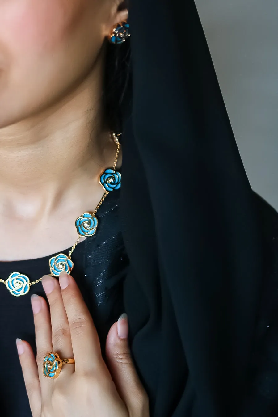 Rose- 10 Roses Choker (Turquoise)