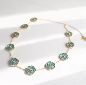 Rose- 10 Roses Choker (Turquoise)