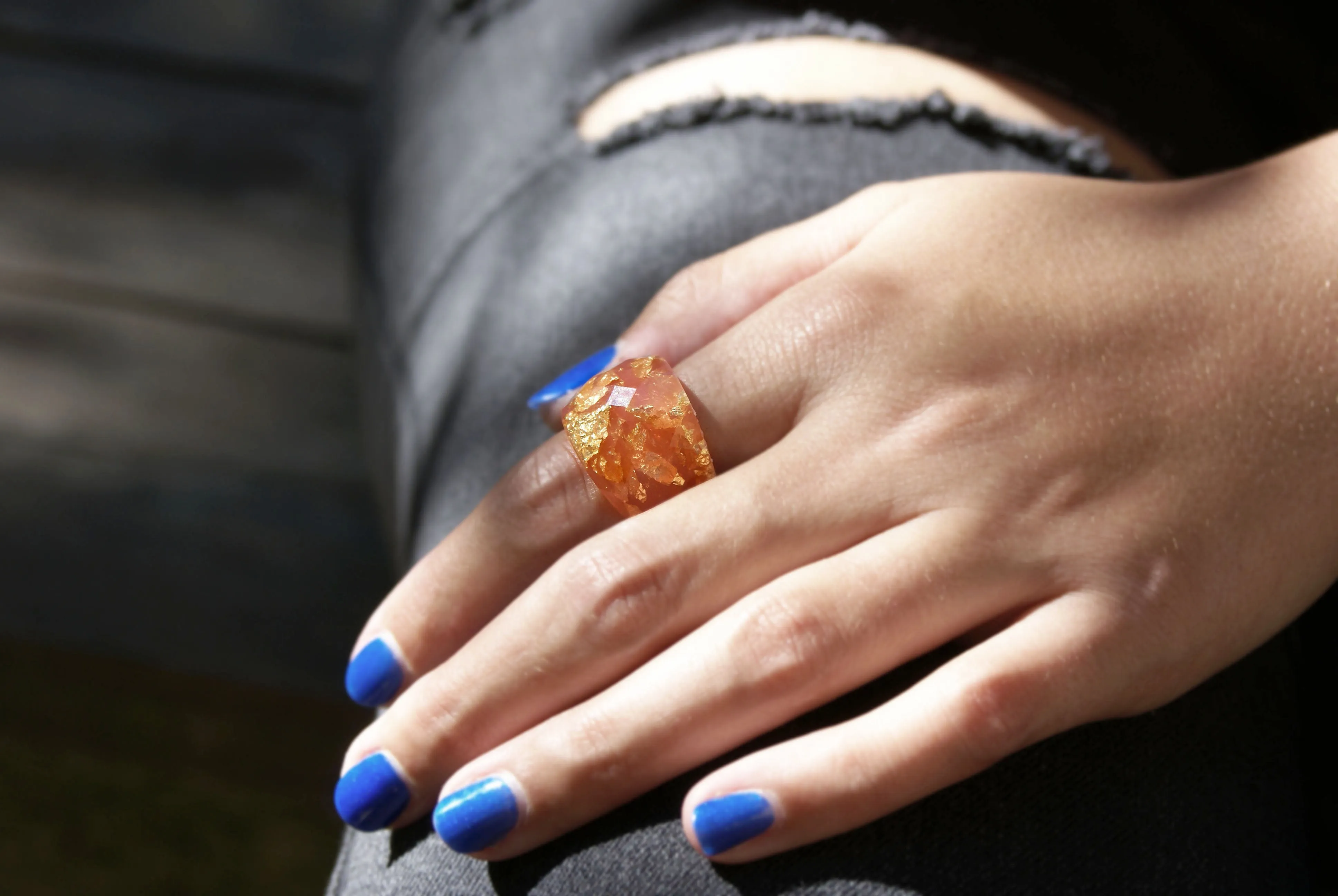 Rose Pink Gold Flake Ring, Sizes 6-9