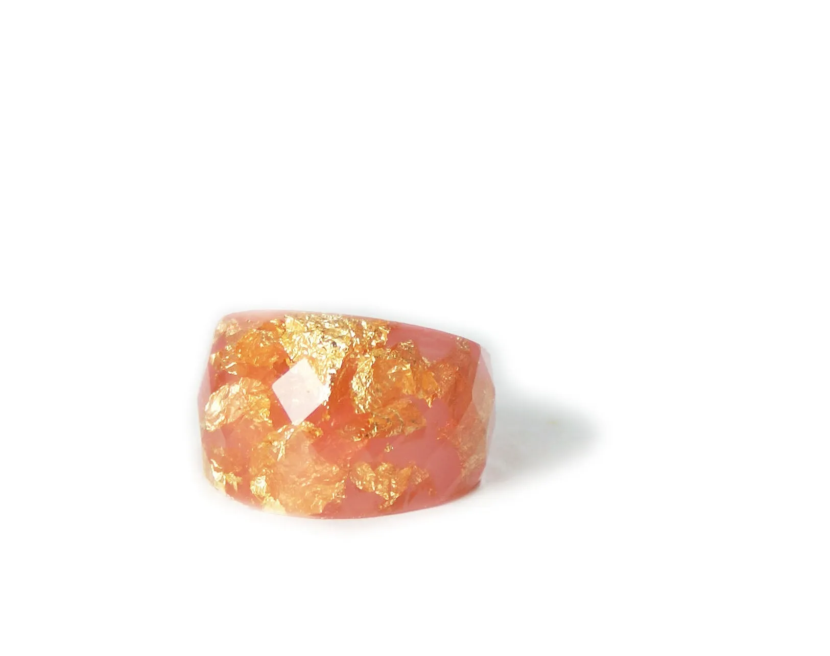 Rose Pink Gold Flake Ring, Sizes 6-9